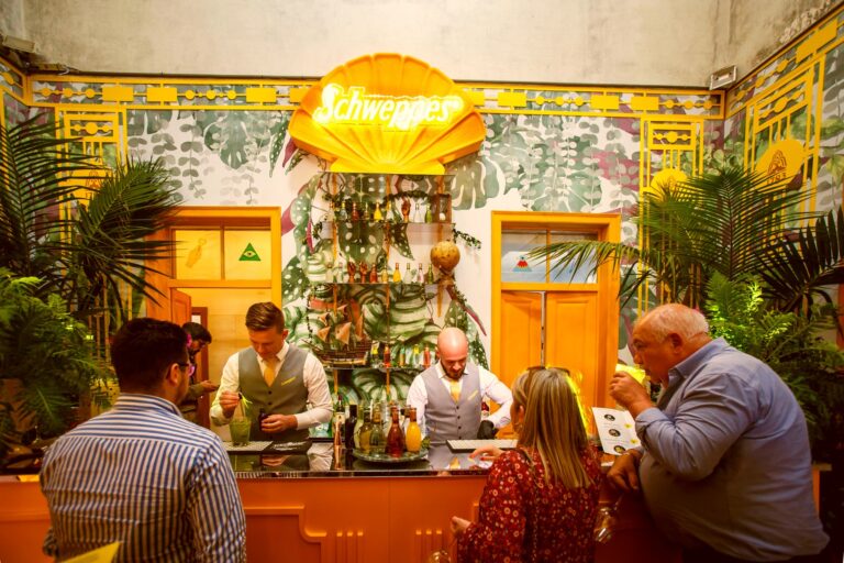 Team making cocktails at Schweppes event
